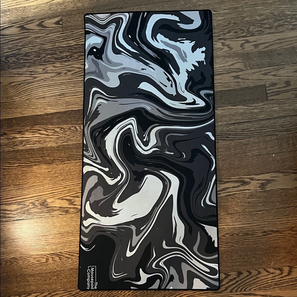Abstract Black and Gray Desk Mat